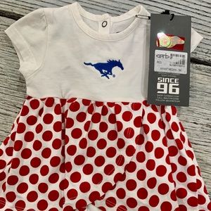 Smu mustang baby girl onesie